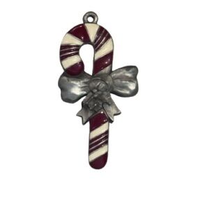 Silver and Red Candy Cane Ornament